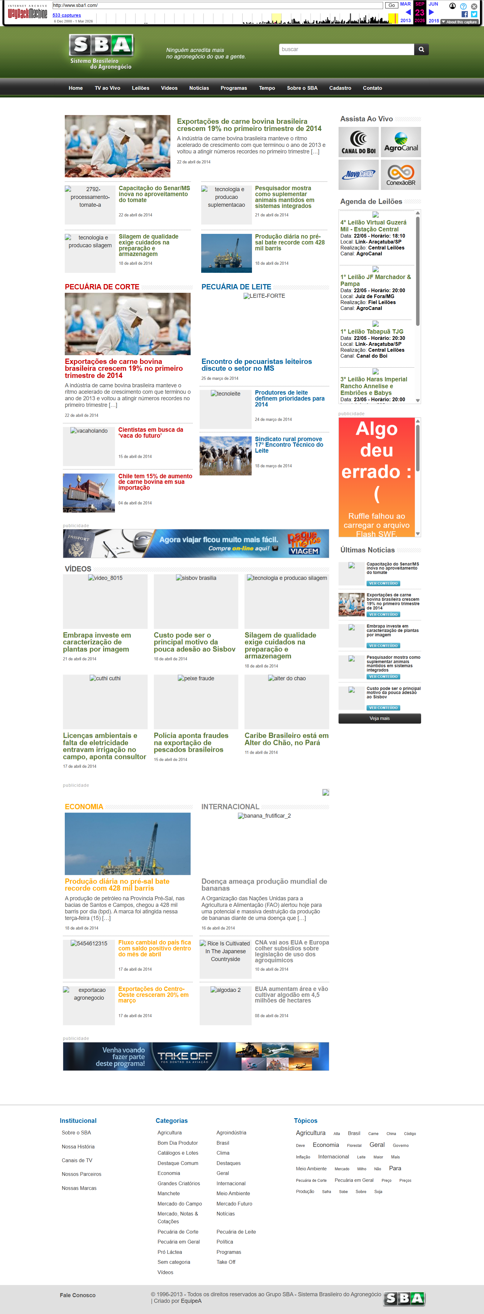 SBA website with four channels, 2014