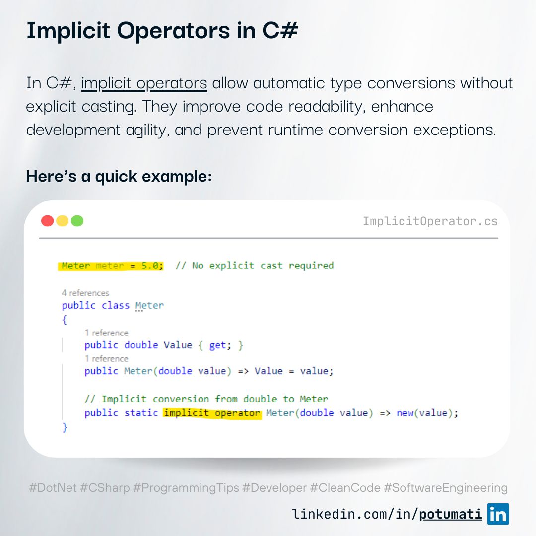 An example showing implicit operator conversions in C# with potential pitfalls