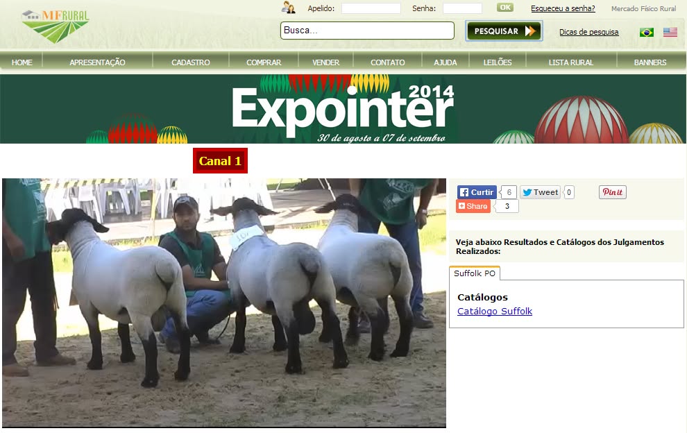 Historical screenshot of the MF Rural platform homepage