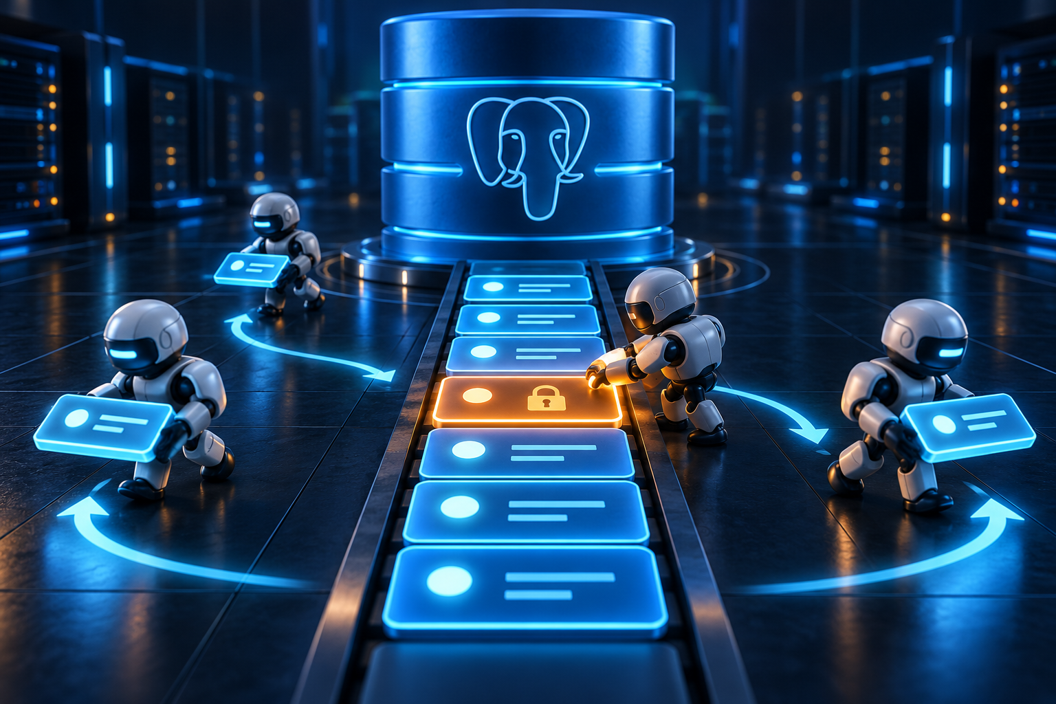 Multiple workers consuming different rows from a PostgreSQL queue while skipping a locked row